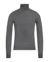 Vneck Man Turtleneck Grey Size 34 Wool, Silk
