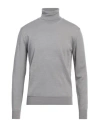 Vneck Man Turtleneck Grey Size 50 Merino Wool In Grey