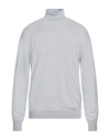 Vneck Man Turtleneck Light Grey Size 44 Merino Wool, Silk