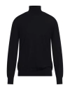 Vneck Man Turtleneck Midnight Blue Size 50 Merino Wool, Silk