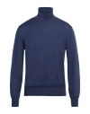 Vneck Man Turtleneck Navy Size 44 Merino Wool, Silk