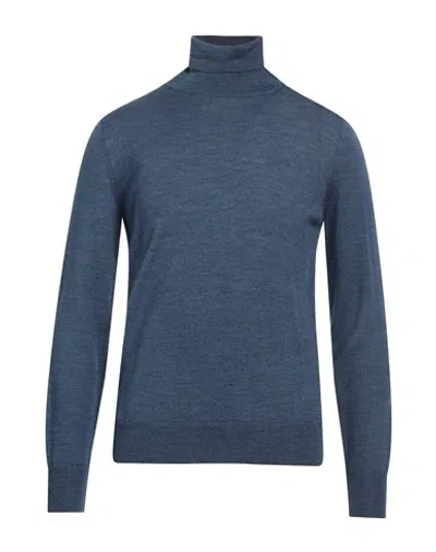 Vneck Man Turtleneck Slate Blue Size 40 Virgin Wool, Acrylic