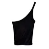 Vænn Women's Black Metallic One Shoulder Tank In Black