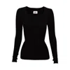Vænn Women's Black Scoop Neck Long Sleeve Rib Tee Onyx In Black