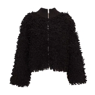 Vænn Women's Carnaby Zip Thru  Shaggy Crop Coat Black