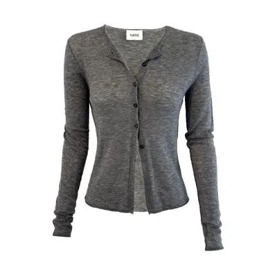 Vænn Women's Grey Nassau Sheer Crop Cardy Summer Storm Melange