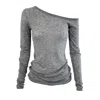 Vænn Women's Grey Remsen One Shoulder Sheer Knit Cloud Melange In Grey