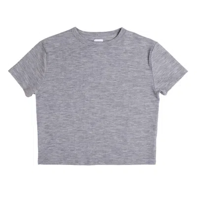 Vænn Women's Grey S/s Babywool Boxy Crew Neck Tee Marble