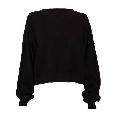 Vænn Women's Madison Cashmere Crew Neck Drop Shoulder Black