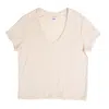Vænn Women's Neutrals Slub Deep V Tee Honeycomb