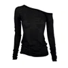 Vænn Women's Remsen One Shoulder Sheer Knit Black In Black
