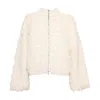 Vænn Women's White Carnaby Shaggy Zip Thru Crop Coat Milk In White
