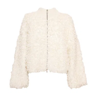 Vænn Women's White Carnaby Shaggy Zip Thru Crop Coat Milk