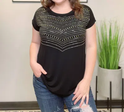 Vocal Apparel Bedazzled Top In Black