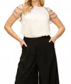 Vocal Apparel Elegant Embellished Top In White In White