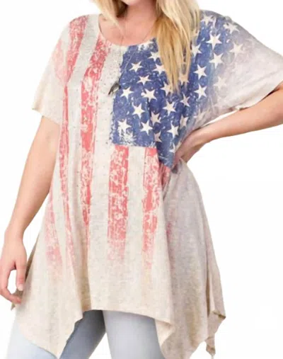 Vocal Apparel Flag Shirt With Sleeves Embellishments In Silver In Multi