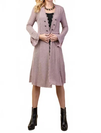 Vocal Apparel Lace Vintage Cardigan In Mauve In Brown