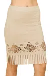 Vocal Apparel Lonni Laser Cut Fringe Skirt In Natural In White