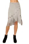 Vocal Apparel Olivia Overlay Fringe Skirt In Grey In Grey