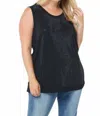 Vocal Apparel Plus Size Rhinestone Tank Top In Black In Black