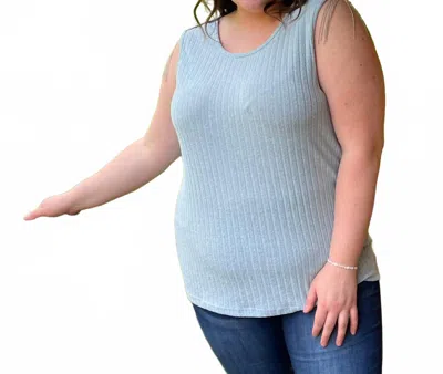 Vocal Apparel Ribbed Scoop Neck Tank Top In Light Blue