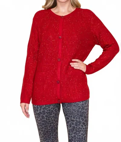 Vocal Apparel Sparkle Cardigan In Crimson In Red