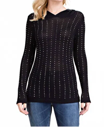 Vocal Apparel Studded Thermal Hoodie In Black