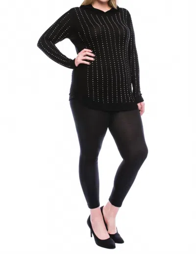 Vocal Apparel Studded Thermal Hoodie - Plus Size In Black