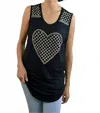 Vocal Apparel Studs Heart Tank Long Tunic In Black In Black