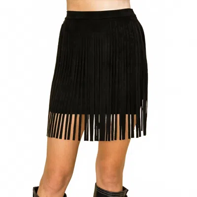 Vocal Apparel Suede Fringe Mini Skirt In Black