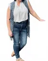 Vocal Apparel Velvet Fringe Vest In Dreamy Dusty Blue In Blue