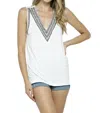 Vocal Apparel Vneck Studded Tank Top In Off White In White