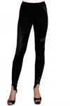 Vocal Apparel Vocal Leaf Print Rhinestone Leggings In Black In Black