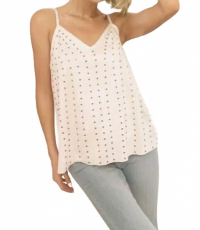 Vocal Apparel Women's Studded Faux Suede Camisole Top In Vanilla Sky In Multi