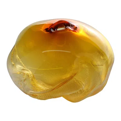 Pre-owned Vogel Studio 1/2 Ltr Forms, Brilliant Gold, Handmade Glass Object By  In Orange