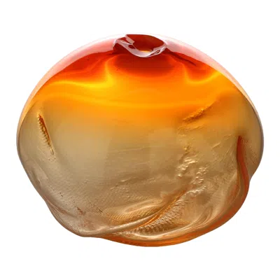 Pre-owned Vogel Studio 1/2 Ltr Forms, Saffron, Handmade Glass Object By  In Orange