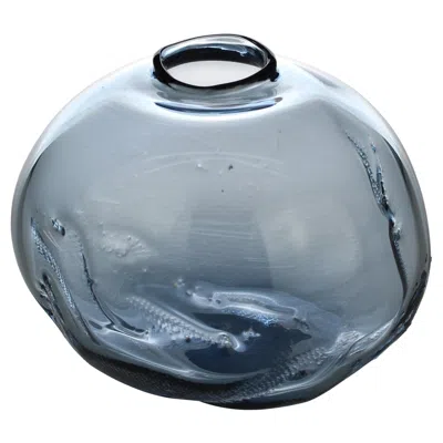 Pre-owned Vogel Studio 1/2 Ltr Forms, Steel Blue, Handmade Glass Object By  In Transparent