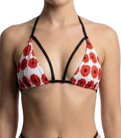Voglia Swimwear Halle Reversible Bikini Top In Black/ Red/ White