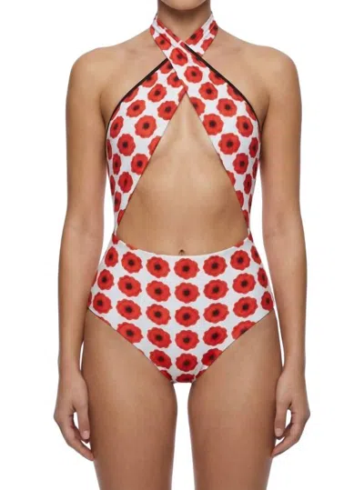 Voglia Swimwear Hollie Reversible One-piece Swimsuit In Vrey Poppy In Multi