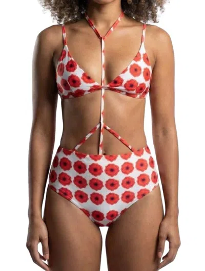 Voglia Swimwear Tina Marie Triangle Bikini Top In Red In Multi