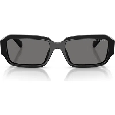 Vogue 54mm Polarized Rectangle Sunglasses In Black/dark Grey Polar