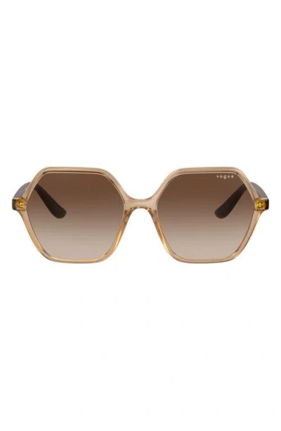Vogue 55mm Gradient Irregular Sunglasses In Transparent Caramel/brown