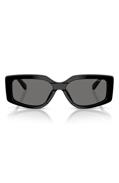 Vogue 55mm Polarized Rectangular Sunglasses In Black