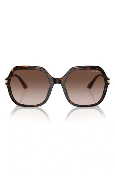 Vogue 56mm Square Sunglasses In Dark Havana/gradient Brown