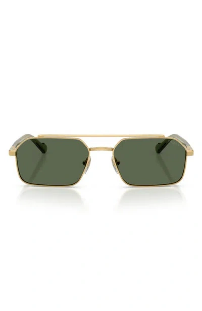 Vogue 57mm Irregular Rectangular Sunglasses In Gold/dark Green