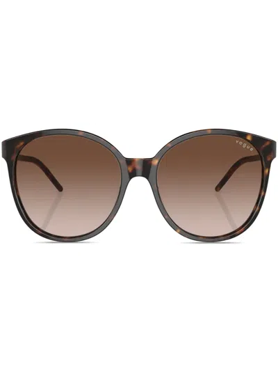 Vogue Eyewear Oversize-frame Logo-print Sunglasses In W65613 Dark Havana