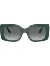 Vogue Eyewear Rectangle-frame Logo-print Sunglasses In 305011 Full Dark Green