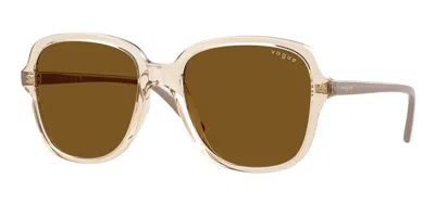 Vogue Eyewear Vo5601sf Asian Fit Polarized 299083 Women's Sunglasses Brown Size 53 In Pattern