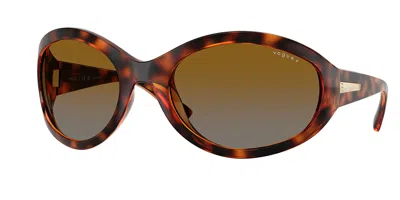 Vogue Eyewear Vo5606s Polarized W656t5 Women's Sunglasses Tortoiseshell Size 65 In Brown