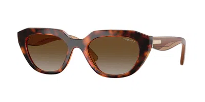 Vogue Eyewear Vo5711s Polarized W656t5 Women's Sunglasses Tortoiseshell Size 51 In Brown